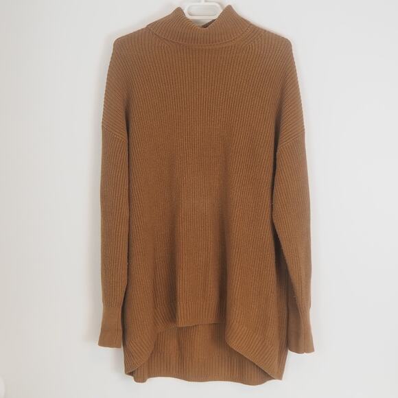 J. Crew Sweaters - J. Crew Ribbed cotton-blend relaxed turtleneck Sweater Brown Women's Sz L BB427